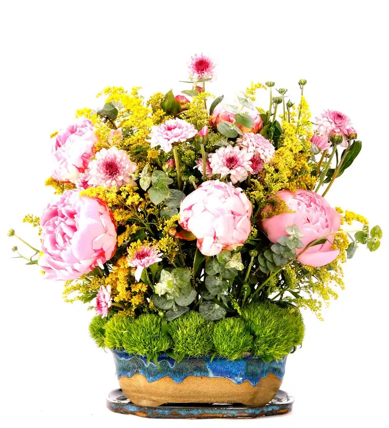 Art of Ceramic Series - Mix Şakayık (Peony) ve Krizantem Tasarım - Çorum çiçek siparişi