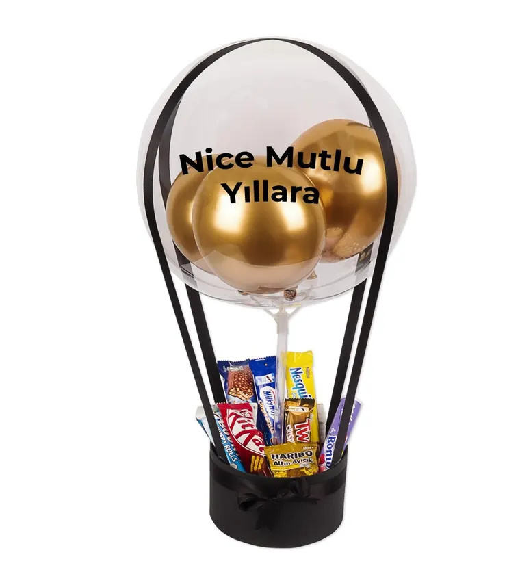 Balonlu Çikolata Kutusu v2 Siyah - Aksaray çiçek siparişi