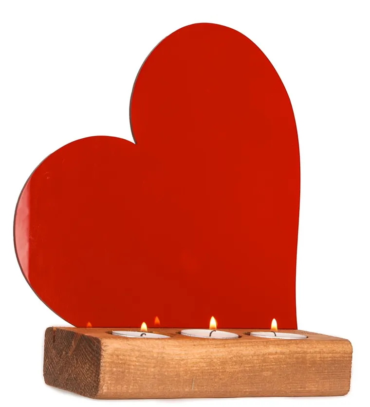 Kırmızı Kalpli Pleksi 3'lü Tealight Mum - Van çiçek siparişi