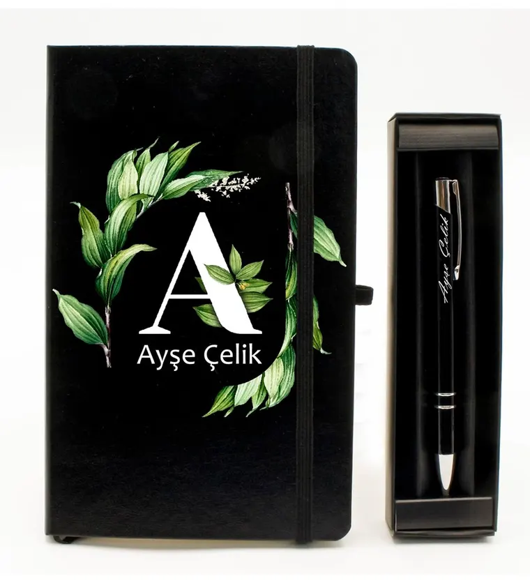 Kişiye Özel Siyah Defter & Kişiye Özel Siyah Tükenmez Kalem Hediye Seti - Batman çiçek siparişi