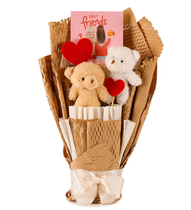 Little Kraft Serisi - Best Friends Alyanak Peluş Ayıcık Buketi - Bitlis çiçek siparişi