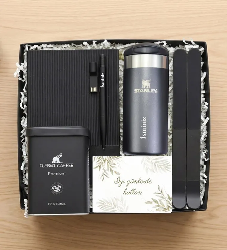 Stanley Termos Bilgisayar Standı USB Kalem Filtre Kahve 125 gr Defter Hediye Seti - Amasya çiçek siparişi