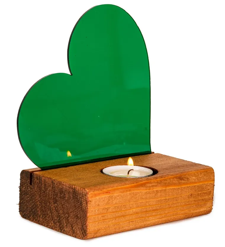 Yeşil Kalpli Pleksi Küçük Tealight Mum - Uşak çiçek siparişi