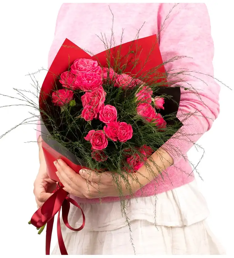 You Are My Flower - 5 Dal Fuşya Pembe Mini Gül Buketi - Van çiçek siparişi
